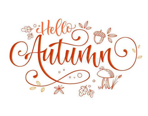 Autumn Season Quote Hand Drawn Modern Calligraphy Stock Illustration