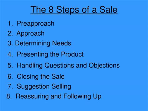 Ppt The 8 Steps Of A Sale Powerpoint Presentation Free Download Id