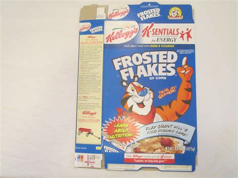 Kelloggs Empty Cereal Box 1999 Frosted Flakes Grant Hill Pyramid 15 Oz