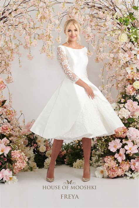 Freya Stunning Mikado And Lace Tea Length Wedding Dress With 34