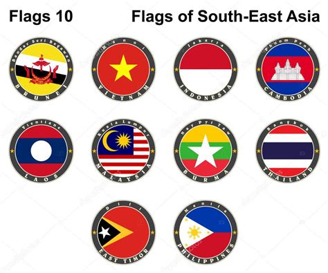 Flags Of South East Asia Flags 10 Vector Illustration Premium Vector