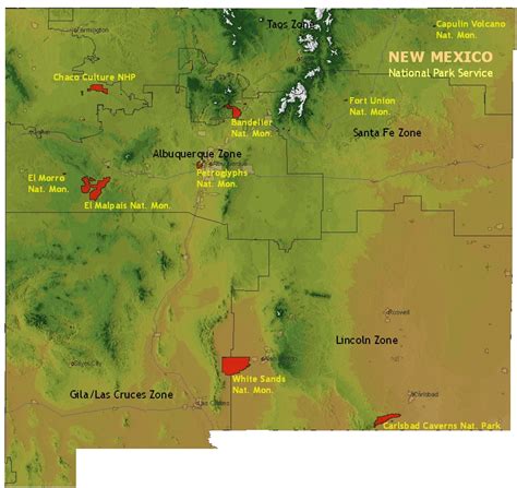 New Mexico Map With National Parks United States Map