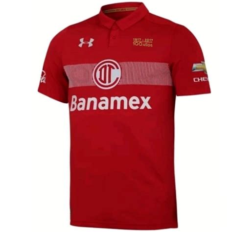 In 1955 after winning the second division the club used a white shirt with two horizontal blue lines across the chest. Deportivo Toluca (Mexico) Home football shirt 2016/17 ...