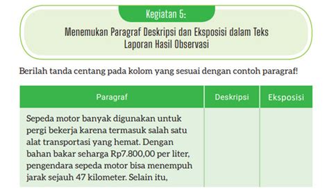 Paragraf Deskripsi dan Eksposisi dalam Laporan Hasil Observasi