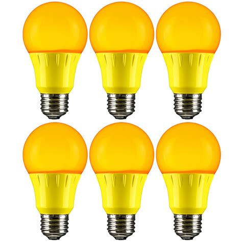 Sunlite 22 Watt Equivalent A19 Led Yellow Light Bulbs Medium E26 Base