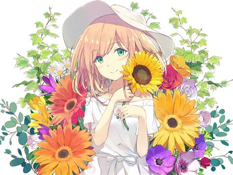 Wallpaper Cute Anime Girl Flowers Desktop Wallpaper Hd Image
