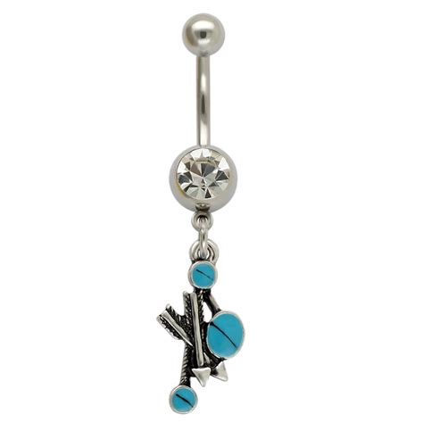 jhjt 14g dangle arrow navel belly button rings 316l stainless steel nombril sexy navel piercing