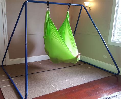 Large Green Nylon Wrap Therapy Swing With Swing Set Stand Heavenly