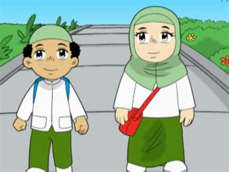 Gambar Kartun Anak Sekolah Muslim Dan Muslimah
