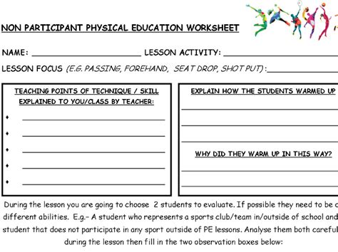 Physical Education Worksheets For Elementary Students Worksheets Master