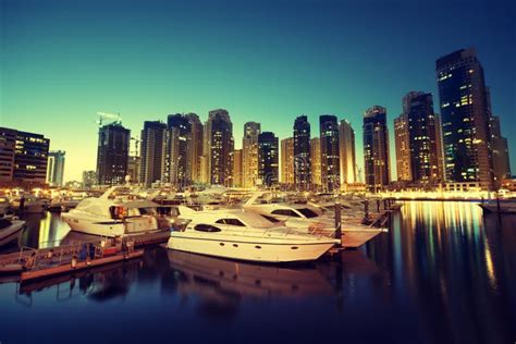 Dubai Marina At Sunset Stock Photo Image Of Landmark 105817250