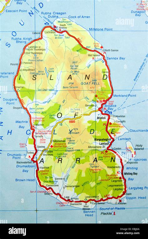 Road Map Of Island Of Arran Scotland Stock Photo Alamy