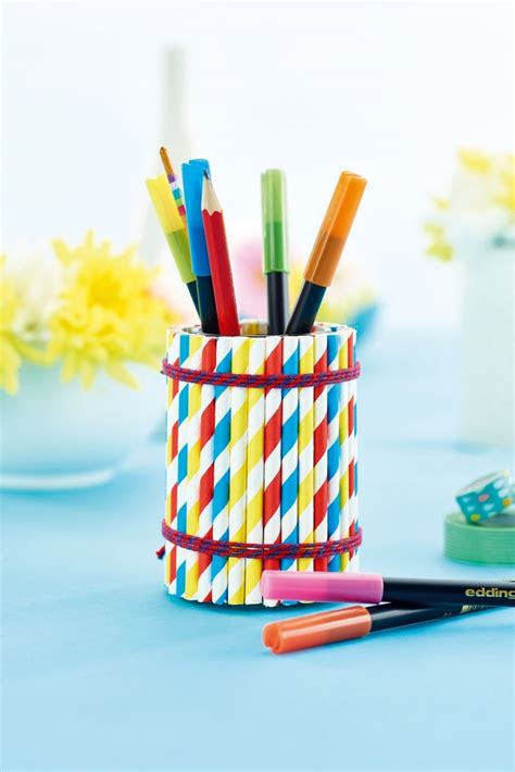 Get Creative With Paper Straws And Craft A Pen Pot With This Free