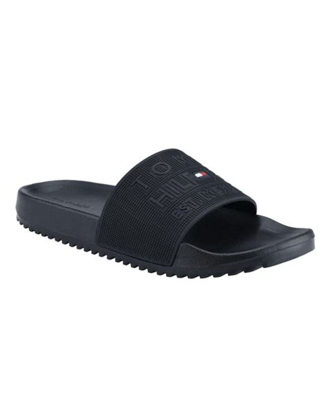 Tommy Hilfiger Roldez Pool Slides Sandals In Black For Men Lyst
