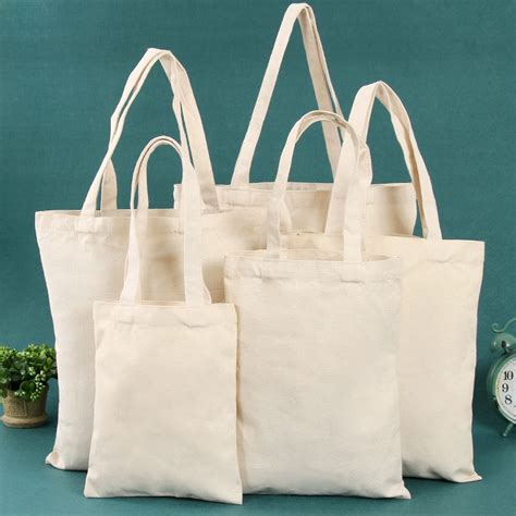 Plain Creamy White Canvas Shopping Bagsfoldable Reusable Fabric Tote