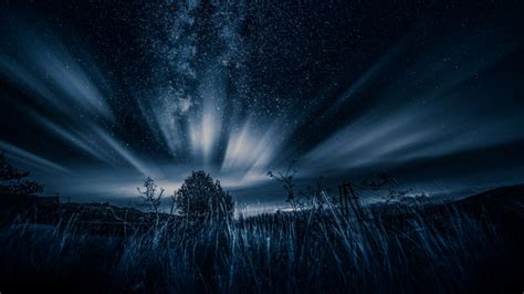 Starry Sky 4k Wallpaper Northern Lights Dark Night