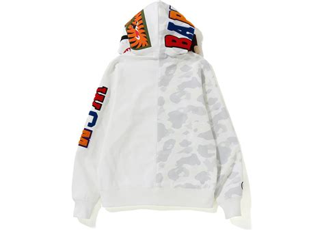 Bape City Camo 2nd Ape Shark Full Zip Hoodie White Ss19