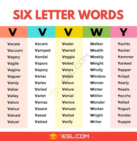 959 Common 6 Letter Words In English 7esl