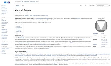 Wikipedia Article Page Template Bootstrap 5 And Material Design