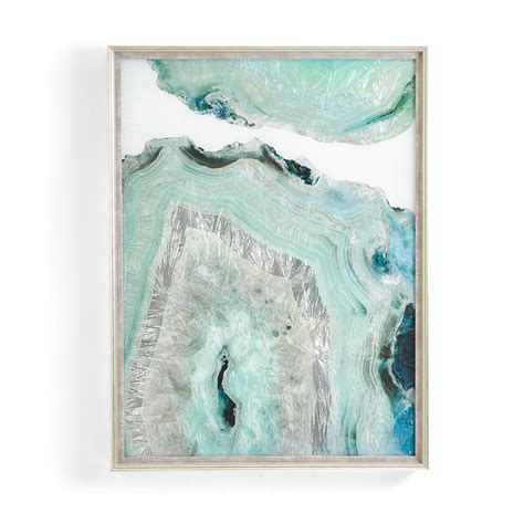 Aquamarine Geode Wall Art With Touch Of Metallic