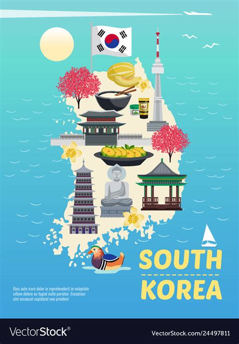 South Korea Tourism Poster Royalty Free Vector Image