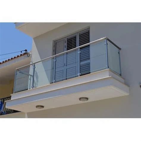 Silver And Balcony Stainless Steel Glass Railing At Rs 1200feet In Rajkot