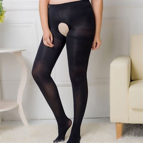 Sexy Women Sheer Open Crotch Pantyhose Ultra Shiny High Waist Tights Crotchless Silky Stockings