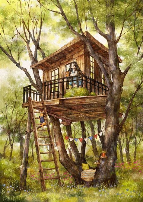 Ideas House Illustration Tree Treehouse Dreamy Art