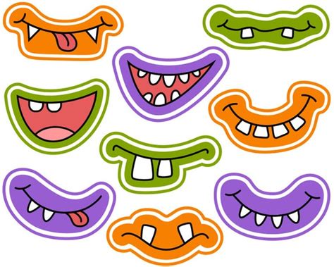 Halloween Monster Grins Digital Clip Art Cute Monster Smiles