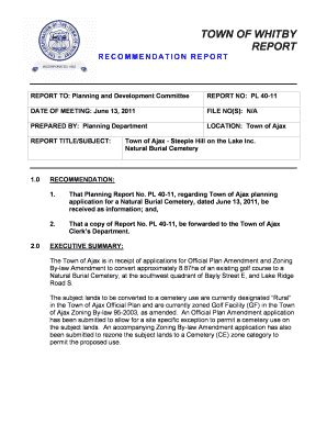 Fillable Online Natural Burial Cemetery Town Of Whitby Civic Web Fax