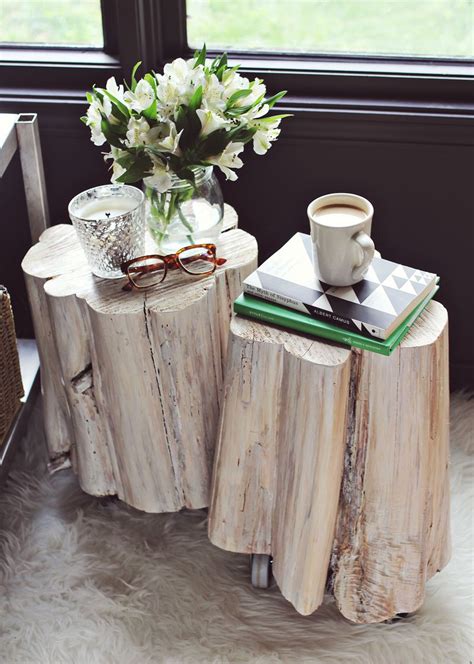 Not the other way around. DIY Tree Stump Side Tables - A Beautiful Mess