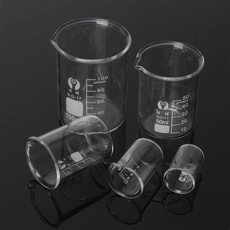 5ml 10ml 25ml 50ml 100ml Beaker Set Graduated Borosilicate Glass Beaker Volumetric Measuring