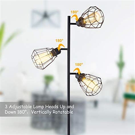Led Industrial Floor Lamp Anbomo 3 Head Torchiere Lamp Fixture For