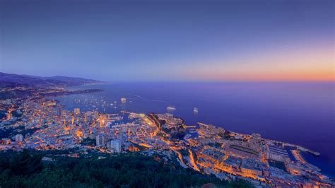 Download Wallpaper 1920x1080 Monaco Night City Lights Panorama Full