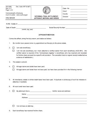 Form Ky Aoc Fill Online Printable Fillable Blank
