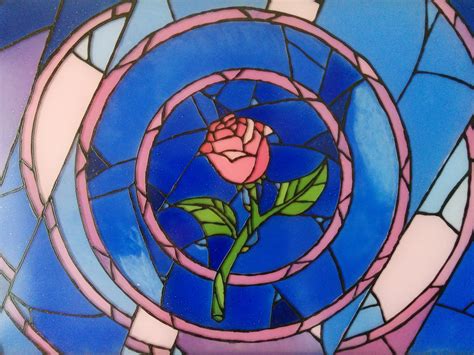 Beauty and the Beast rose stained glass wall art. : disney