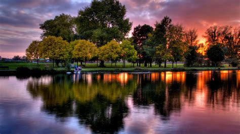 Lake Park Lakeside Park Nature Lakes Hd Desktop Wallpaper