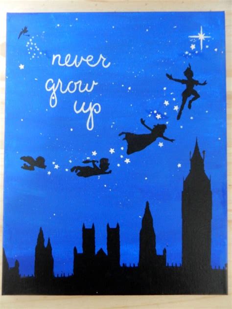 Never Grow Up Quote Peter Pan Silhouette Handmade Disney