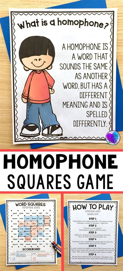 Homophones Word Squares Game Homophones Activity Homophones