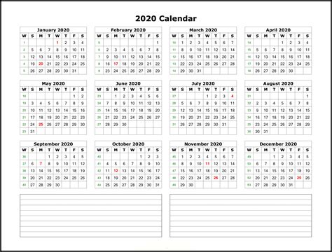Catch 85 X 11 2020 Yearly Calendar Printable Calendar Printables