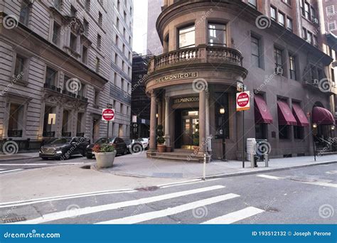 The Entrance To Delmonico`s Restaurant In Lower Manhattan Editorial