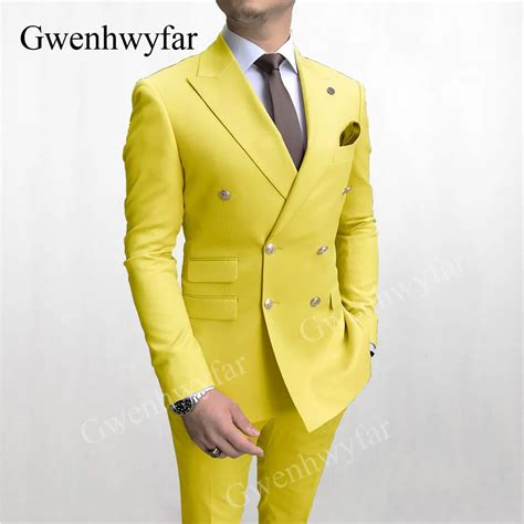 Gwenhwyfar Latest Coat Pant Designs 2020 Slim Fit Yellow Jacket Pants