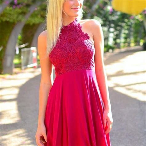 Knee Length Lace Prom Dressmini Halter Red Cocktail Dresses Sexy Red Lace Party Dresses On Luulla