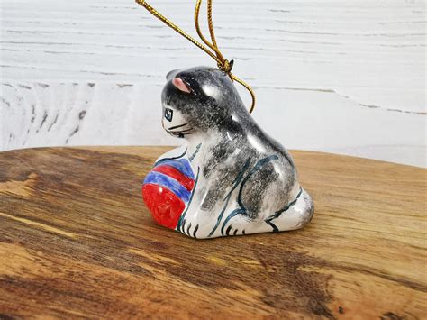 Ceramic Cat Ornament Christmas Ornaments Handmade Pottery Etsy