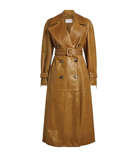 womens sportmax brown leather opaco trench coat harrods uk