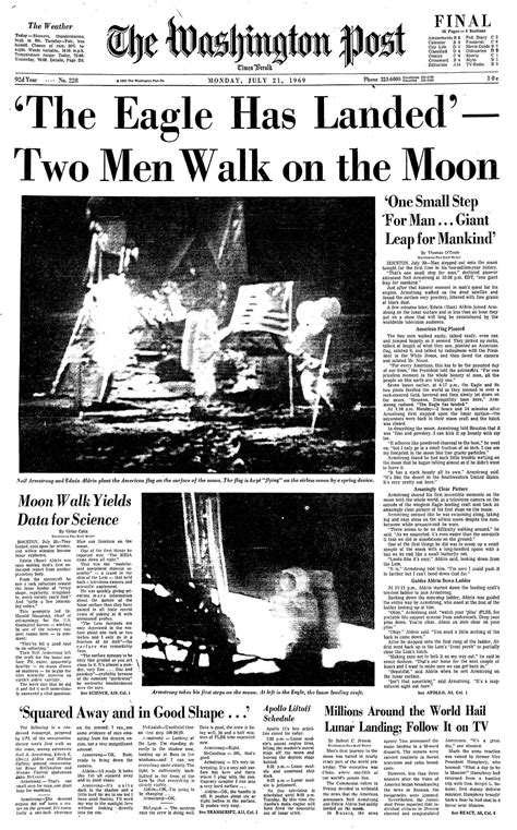 ‘the Eagle Has Landed How The Post Covered The Apollo 11 Landing