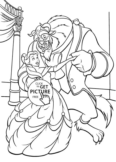 Beauty And The Beast Dancing Coloring Pages For Kids Printable Free