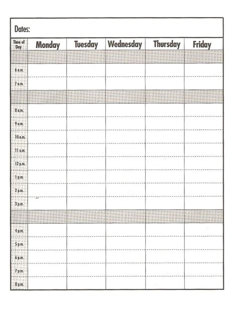 Weekday Schedule Templateprint Out Education School Weekly