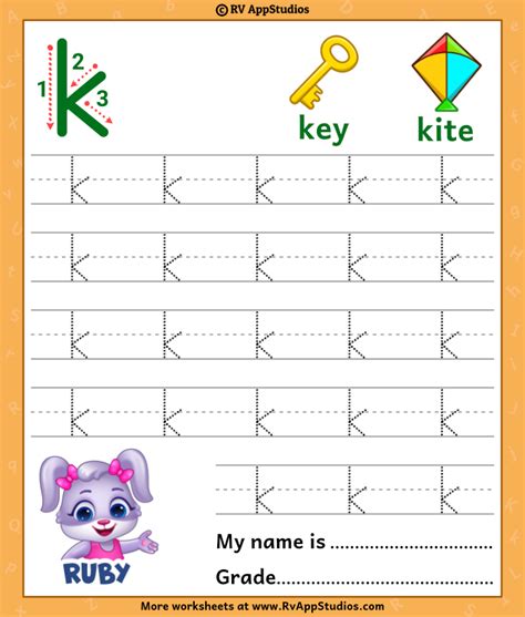 Lowercase Letter K Tracing Worksheets Trace Small Letter K Worksheet