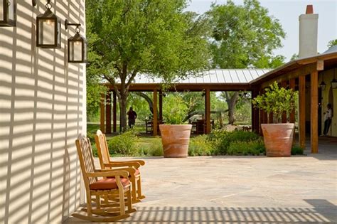 Rustic Hacienda Style Texas Ranch Sud Ouest Américain Terrasse Et